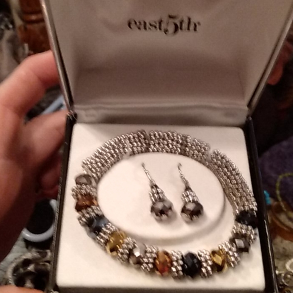 in box matching earrings and bracelet